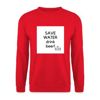 Save Water drink beer - Unisex Pullover - Rot - Vorne - Alina (178cm) & Michal (187cm)