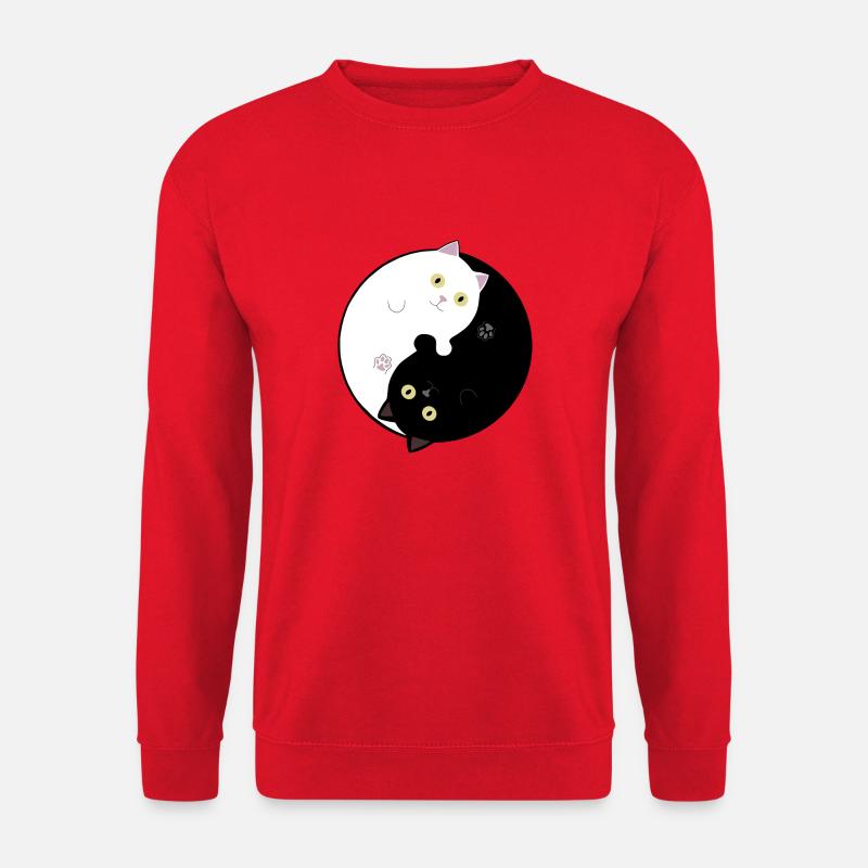 Schwarz-weiße Yin Yang Katzen - Unisex Pullover - Rot