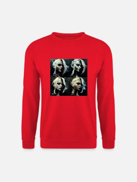Futuristic Girl weiße Haarcollage - Unisex Pullover - Rot