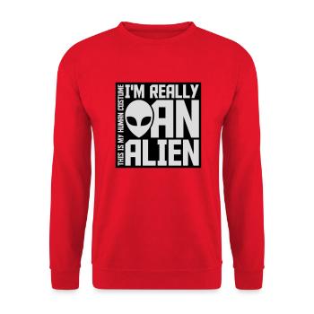 Citation extraterrestre de costume humain - Sweat-shirt Unisexe - rouge - Devant - Alina (178cm) & Michal (187cm)