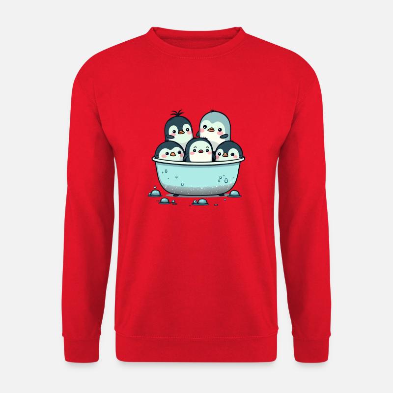 De mignons pingouins prennent un bain! - Sweat-shirt Unisexe - rouge