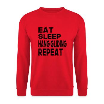 Eat Sleep Hang Gliding Repeat - Unisex Pullover - Rot - Vorne - Alina (178cm) & Michal (187cm)