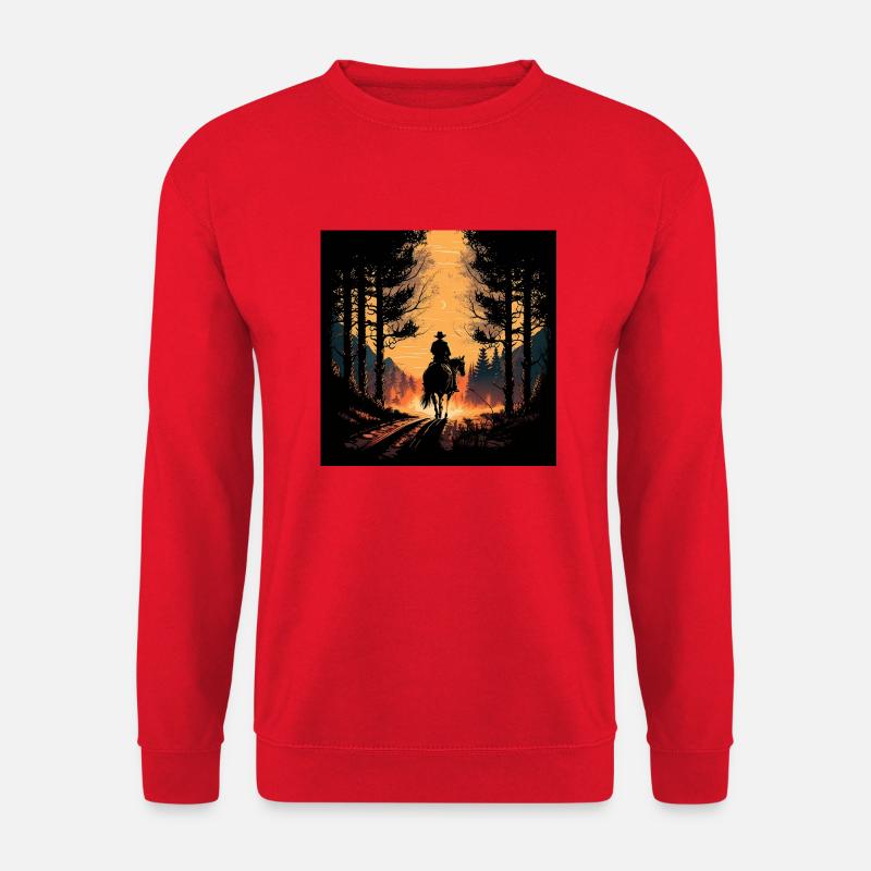 Ein Cowboy bei Sonnenuntergang - Unisex Pullover - Rot