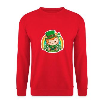 Saint Patrick's Day Holiday Sticker - Unisex Sweatshirt - red - Front - Alina (178cm) & Michal (187cm)