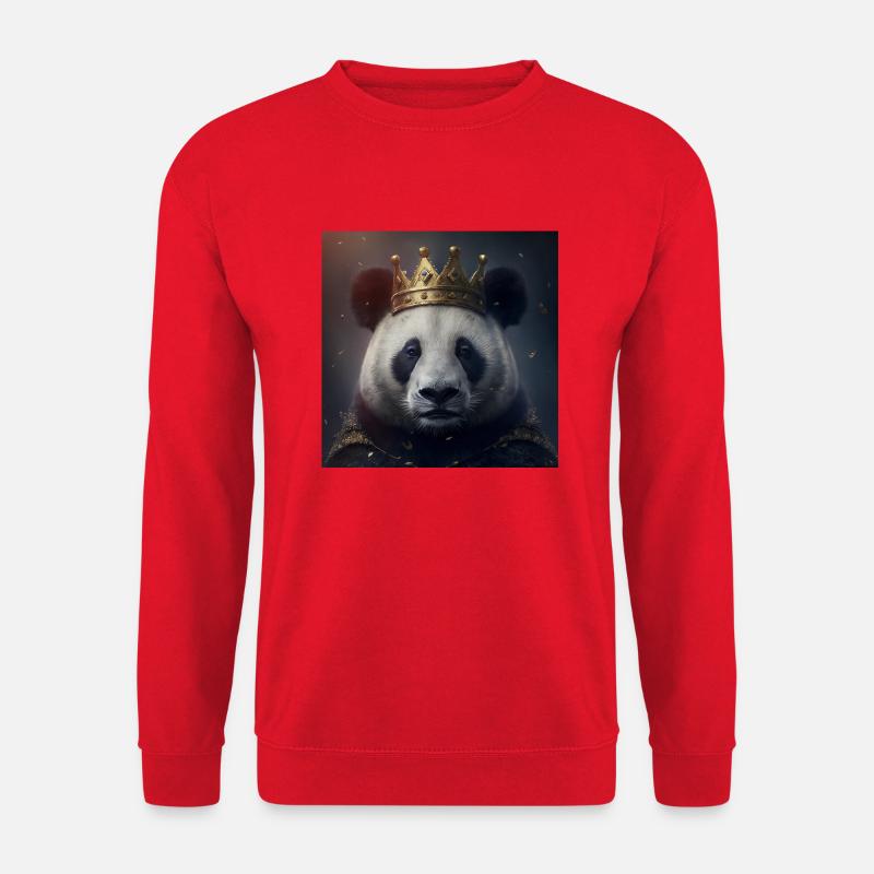 PANDA mit KRONE, KÖNIG, moderne Kunst, Design - Unisex Pullover - Rot
