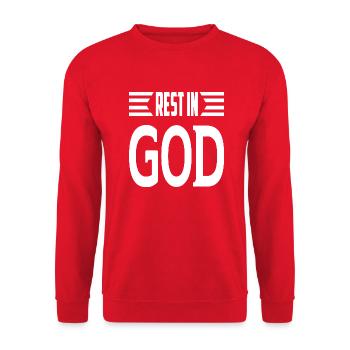 Rest In God - Unisex Pullover - Rot - Vorne - Alina (178cm) & Michal (187cm)