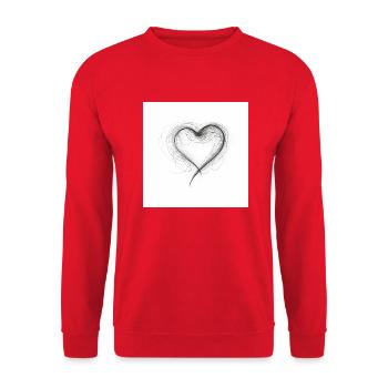 romantisches geschwungenes Herz für Valetninstag - Unisex Pullover - Rot - Vorne - Alina (178cm) & Michal (187cm)