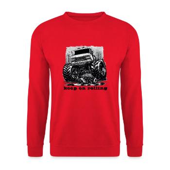Monstertruck keep on rolling - Unisex Pullover - Rot - Vorne - Alina (178cm) & Michal (187cm)