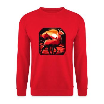 Cria Lama Sunset Mountains - Unisex Sweatshirt - red - Front - Alina (178cm) & Michal (187cm)