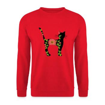 Cat - Unisex Sweatshirt - red - Front - Alina (178cm) & Michal (187cm)