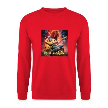 be a rock star girl - Unisex Pullover - Rot - Vorne - Alina (178cm) & Michal (187cm)