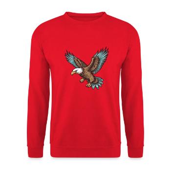 Männer T-SHIRT MIT Adler Motiv - Unisex Pullover - Rot - Vorne - Alina (178cm) & Michal (187cm)
