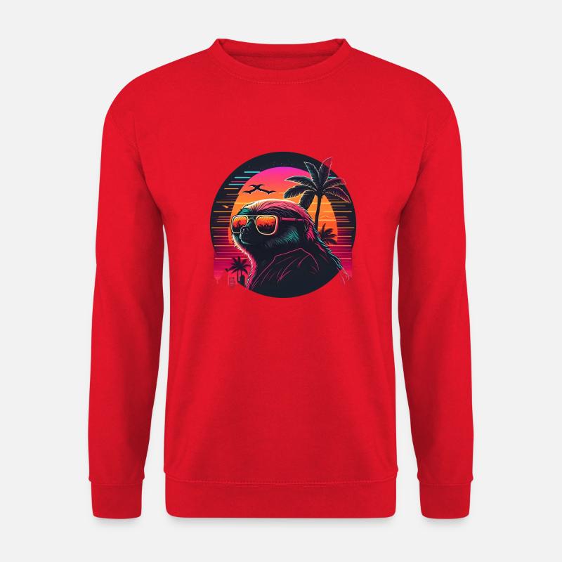 Synthwave Sloth Sunset - Unisex Pullover - Rot