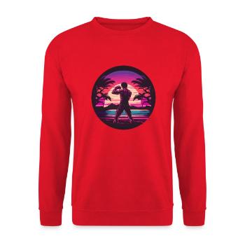 Synthwave Fighter - Sweat-shirt Unisexe - rouge - Devant - Alina (178cm) & Michal (187cm)