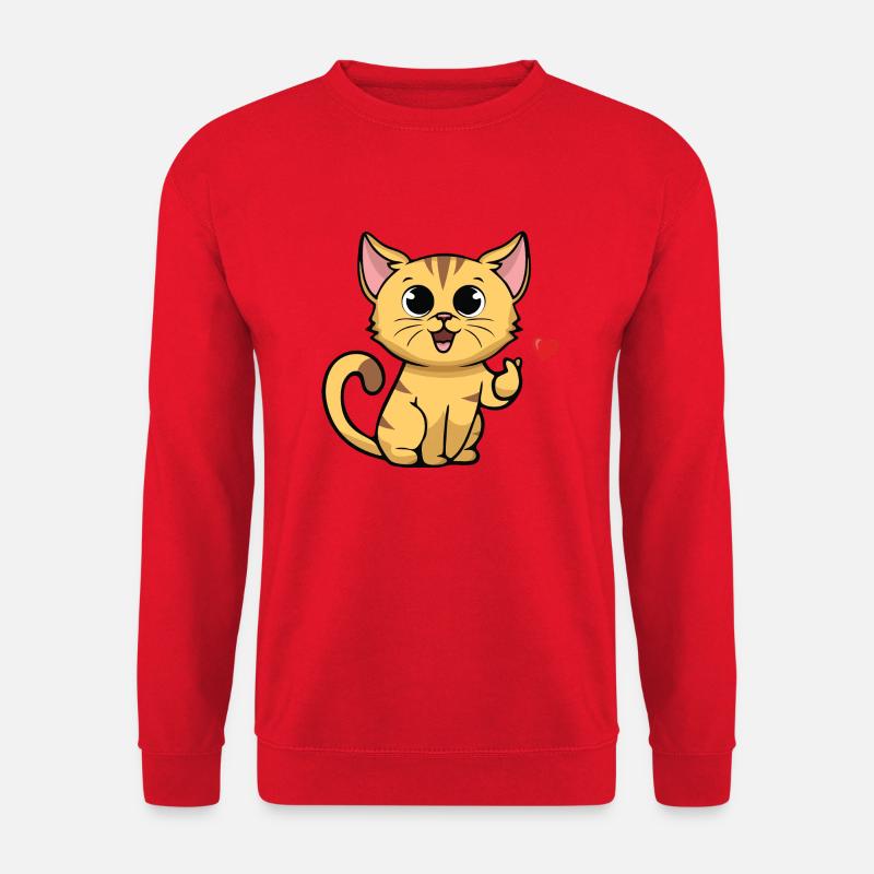 Nette Katze mit Herzzeichen - Unisex Pullover - Rot