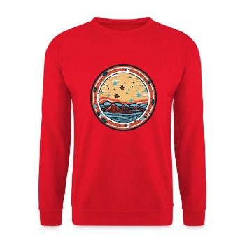 Night Skies over USA - Jackson Pollock style - Unisex Sweatshirt - red - Front - Alina (178cm) & Michal (187cm)