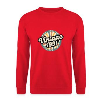 Limited edition vintage 1991 - Sweat-shirt Unisexe - rouge - Devant - Alina (178cm) & Michal (187cm)
