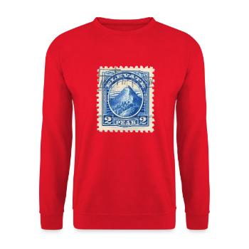 Höhenstempel: Die Gipfel in blau - Unisex Pullover - Rot - Vorne - Alina (178cm) & Michal (187cm)