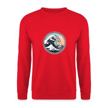 Big Wave - Unisex Sweatshirt - red - Front - Alina (178cm) & Michal (187cm)