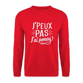 J'peux pas j'ai poney - Sweat-shirt Unisexe - rouge - Devant - Alina (178cm) & Michal (187cm)