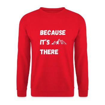 Because It's There - George Mallory Mountain Quote - Unisex Sweatshirt - red - Front - Alina (178cm) & Michal (187cm)