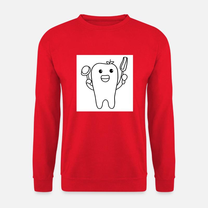 black and white tooth - Unisex Sweatshirt - red