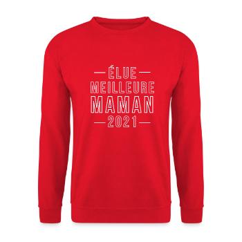 Elue Meillure Maman 2021 - Sweat-shirt Unisexe - rouge - Devant - Alina (178cm) & Michal (187cm)