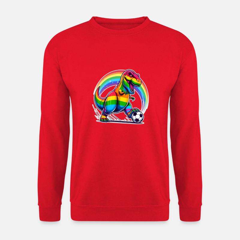 Regenbogen-Fußball-T-Rex - Unisex Pullover - Rot