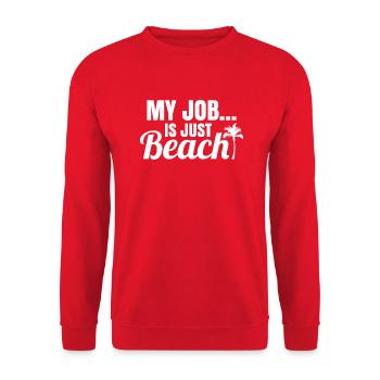 Mein Job ist nur Strand - My Job is just Beach - Unisex Sweatshirt - red - Front - Alina (178cm) & Michal (187cm)