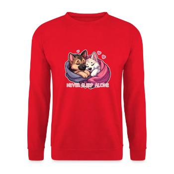 Schlafende Schäferhunde - Never Sleep Alone - Unisex Pullover - Rot - Vorne - Alina (178cm) & Michal (187cm)