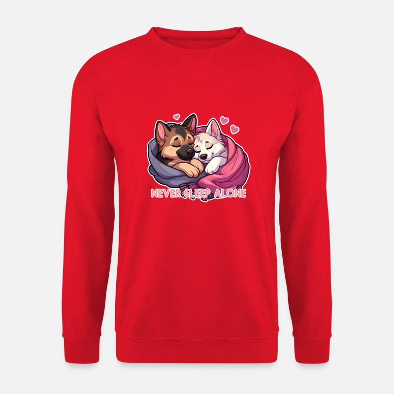 Schlafende Schäferhunde - Never Sleep Alone - Unisex Pullover - Rot