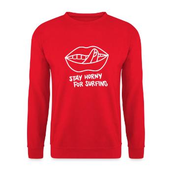 stay horny for surfing - Unisex Sweatshirt - red - Front - Alina (178cm) & Michal (187cm)