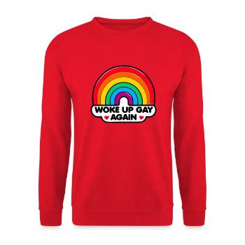 Woke up gay again - Unisex Sweatshirt - red - Front - Alina (178cm) & Michal (187cm)