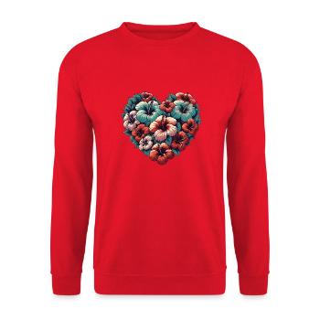 Hibiskus - Unisex Pullover - Rot - Vorne - Alina (178cm) & Michal (187cm)