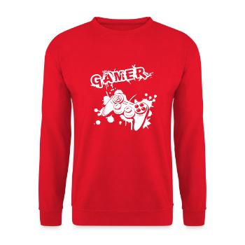 Gamer Game Play Online Computer Gaming Arcade Neon - Unisex Sweatshirt - red - Front - Alina (178cm) & Michal (187cm)