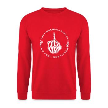 Goth Skeleton Funny Sayings The imperial system - Unisex Sweatshirt - red - Front - Alina (178cm) & Michal (187cm)