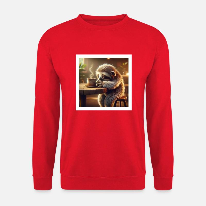 Faultier Morgenkaffee - Unisex Pullover - Rot