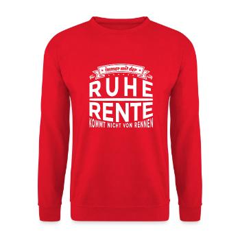 Lustiger Spruch - Immer mit der Ruhe - Rentner - Unisex Pullover - Rot - Vorne - Alina (178cm) & Michal (187cm)