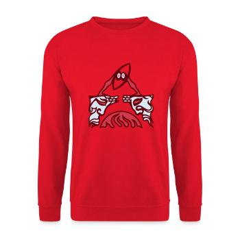 The dispute. Conflict on an old bridge. - Unisex Sweatshirt - red - Front - Alina (178cm) & Michal (187cm)