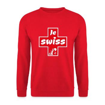 Jeu de mots Suisse - Je Suisse - I Love Switzerland - Sweat-shirt Unisexe - rouge - Devant - Alina (178cm) & Michal (187cm)