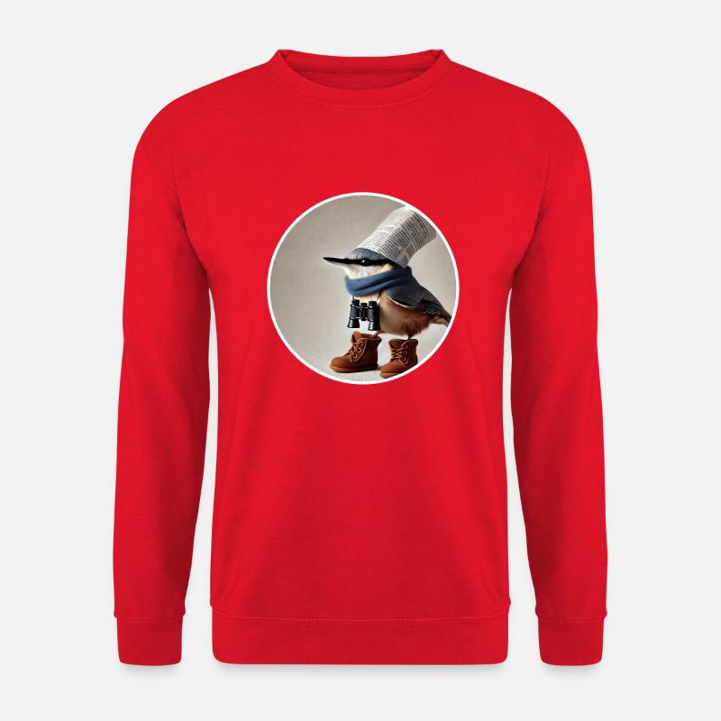 Nuthatch with binoculars - Unisex Sweatshirt - red