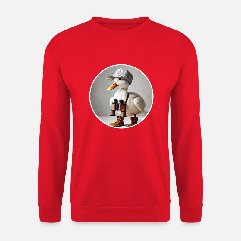 Ente mit Fernglas - Unisex Pullover - Rot