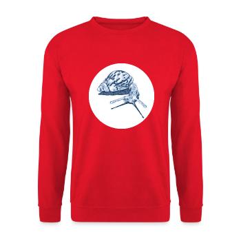 snail with shadow scribble art - Unisex Pullover - Rot - Vorne - Alina (178cm) & Michal (187cm)