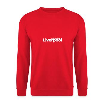 Loving Life In Liverpool - Unisex Sweatshirt - red - Front - Alina (178cm) & Michal (187cm)