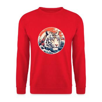White tiger wave Ukiyo-e Hokusai - Unisex Sweatshirt - red - Front - Alina (178cm) & Michal (187cm)