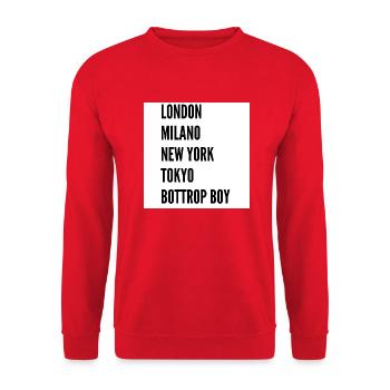Londres, Milan, New YorkTokyo Bottrop Boy - Sweat-shirt Unisexe - rouge - Devant - Alina (178cm) & Michal (187cm)