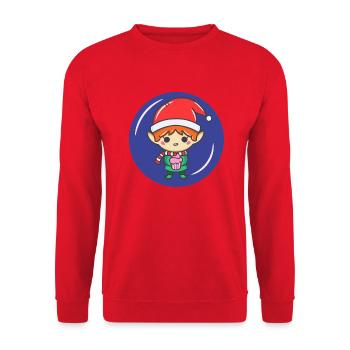 Petit lutin de Noël avec cupcake - Sweat-shirt Unisexe - rouge - Devant - Alina (178cm) & Michal (187cm)