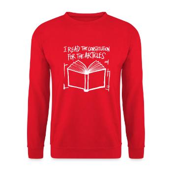 History with humor – For all article readers - Unisex Sweatshirt - red - Front - Alina (178cm) & Michal (187cm)