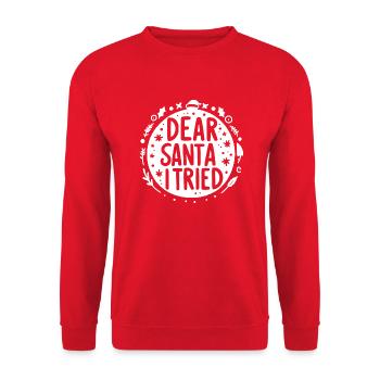 Dear Santa I Tried - Unisex Sweatshirt - red - Front - Alina (178cm) & Michal (187cm)