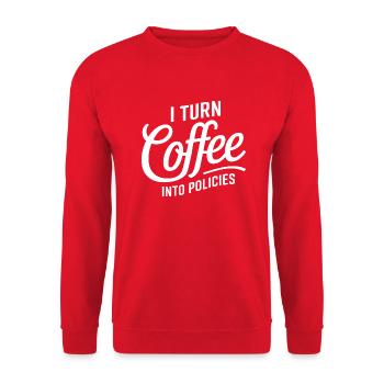 For insurance professionals who love coffee - Unisex Sweatshirt - red - Front - Alina (178cm) & Michal (187cm)